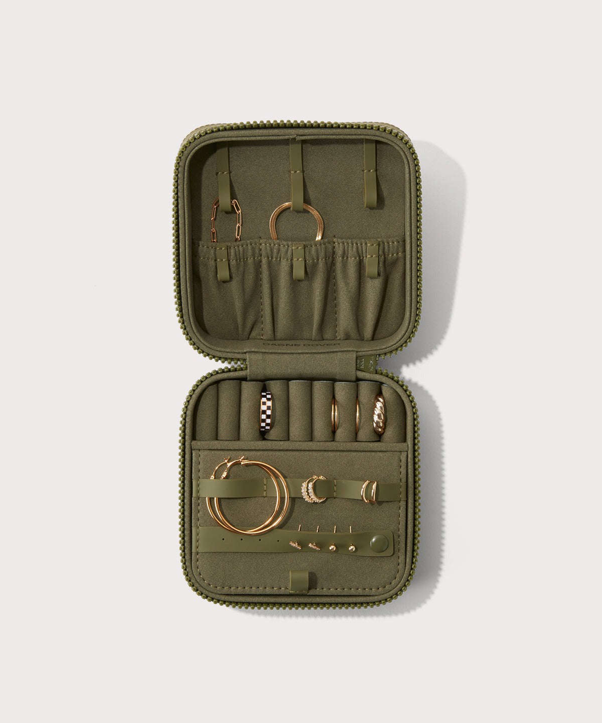 Frankie Jewelry Case in Dark Moss, Large