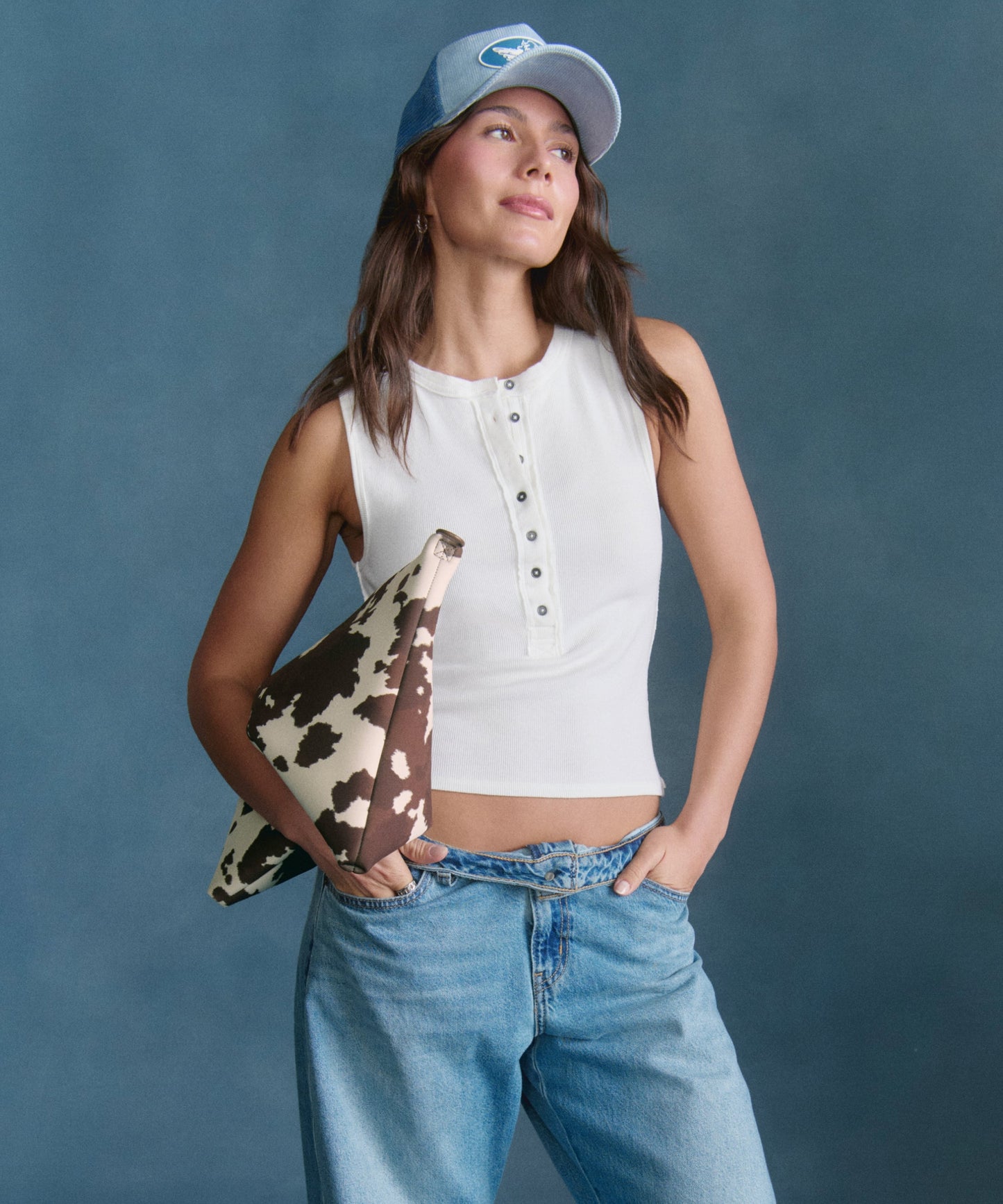 Reid Computer Sling in Cow Print, 16-inch